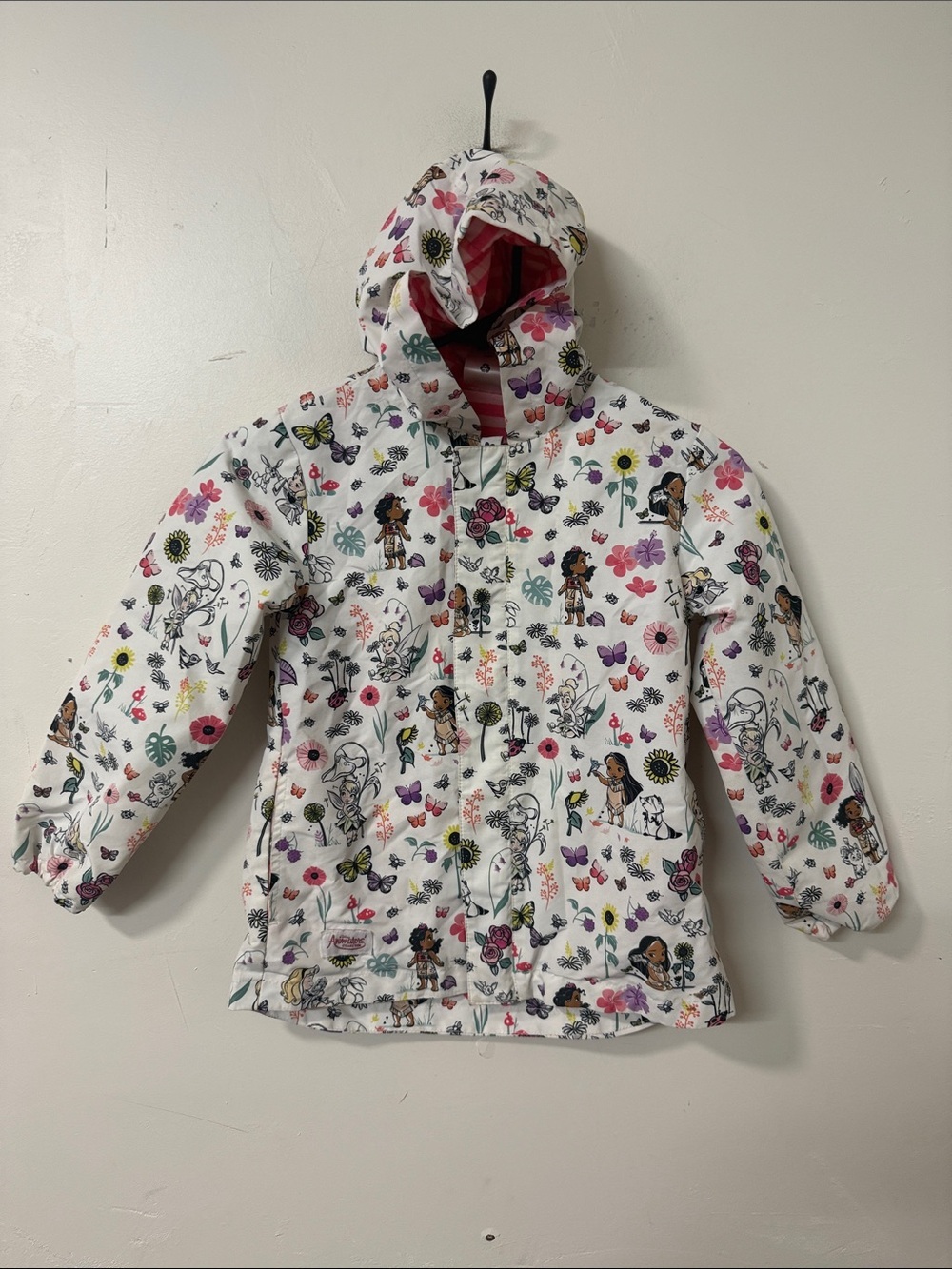 Disney White Floral & Character Hooded Kids Jacket